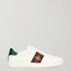 GUCCI Ace Sneakers Mit Besatz Aus Wasserschlangenleder Und Stickerei ,Weiß