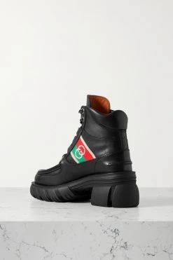 GUCCI Romance Schnürstiefel Aus Leder Mit Besatz Aus Logo-Jacquard ,Schwarz -Offizielle GUCCI Website w920 q60 2001