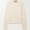 GUCCI Verkürzter Cardigan Aus Wolle In Pointelle-Strick ,Wollweiß