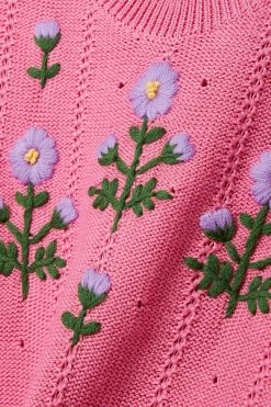 GUCCI Pullover Aus Einer Baumwoll-Seidenmischung In Pointelle-Strick Mit Stickereien ,Pink -Offizielle GUCCI Website w920 q60 2024
