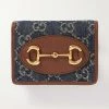 GUCCI Horsebit 1955 Portemonnaie Aus Denim Mit Jacquard-Muster Und Besätzen Aus Strukturiertem Leder ,Blau
