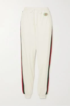 GUCCI Jogginghose Aus Samt Und Jersey Aus Einer Baumwollmischung Mit Streifen Und Applikation ,Weiß