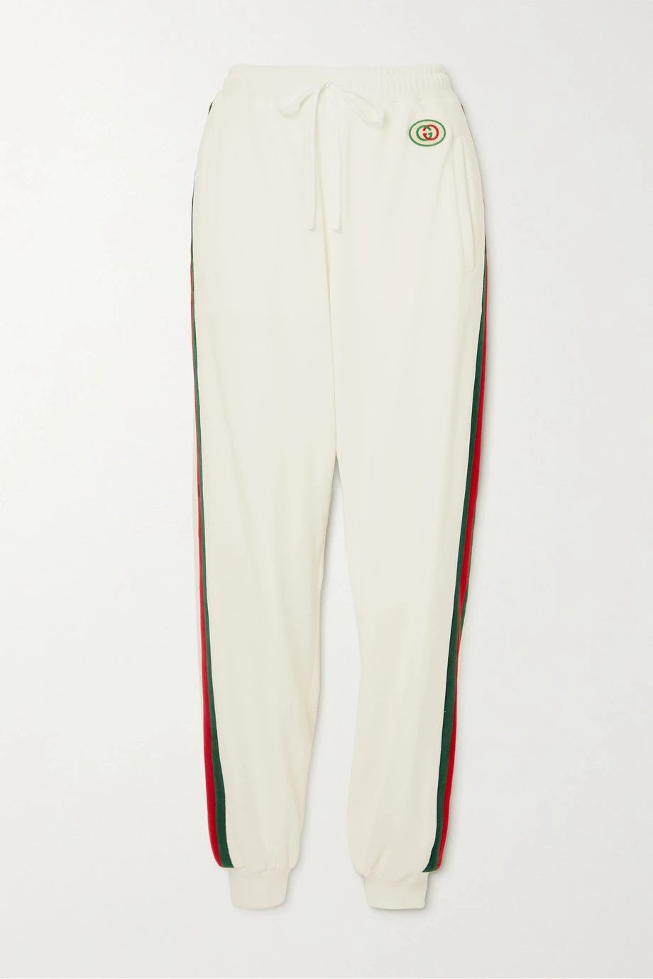 GUCCI Jogginghose Aus Samt Und Jersey Aus Einer Baumwollmischung Mit Streifen Und Applikation ,Weiß 1 GUCCI Jogginghose Aus Samt Und Jersey Aus Einer Baumwollmischung Mit Streifen Und Applikation ,Weiß