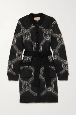GUCCI Cardigan Aus Jacquard Aus Einer Gebürsteten Mohairmischung ,Schwarz