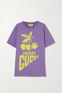 GUCCI T-Shirt Aus Baumwoll-Jersey Mit Print ,Lila