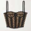 GUCCI Bustier Aus Besticktem Tüll Aus Einer Baumwollmischung Und Satin Mit Spitzenbesätzen ,Schwarz