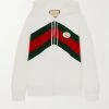 GUCCI Kapuzenjacke Aus Jersey Aus Einer Baumwollmischung Mit Samtstreifen Und Applikation ,Weiß