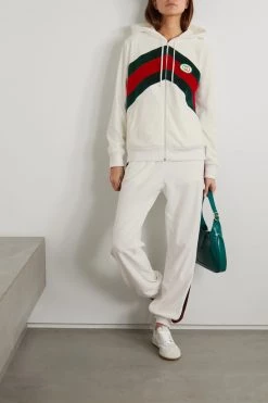 GUCCI Kapuzenjacke Aus Jersey Aus Einer Baumwollmischung Mit Samtstreifen Und Applikation ,Weiß -Offizielle GUCCI Website w920 q60 2114