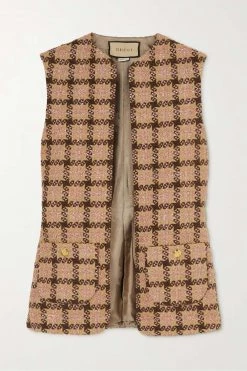 GUCCI Weste Aus Kariertem Metallic-Tweed ,Pink