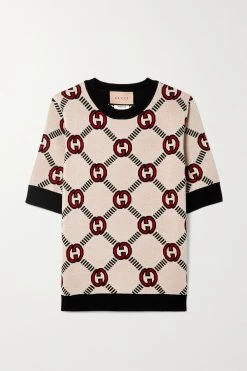 GUCCI Wendbarer Pullover Aus Jacquard Aus Einer Wollmischung ,Wollweiß