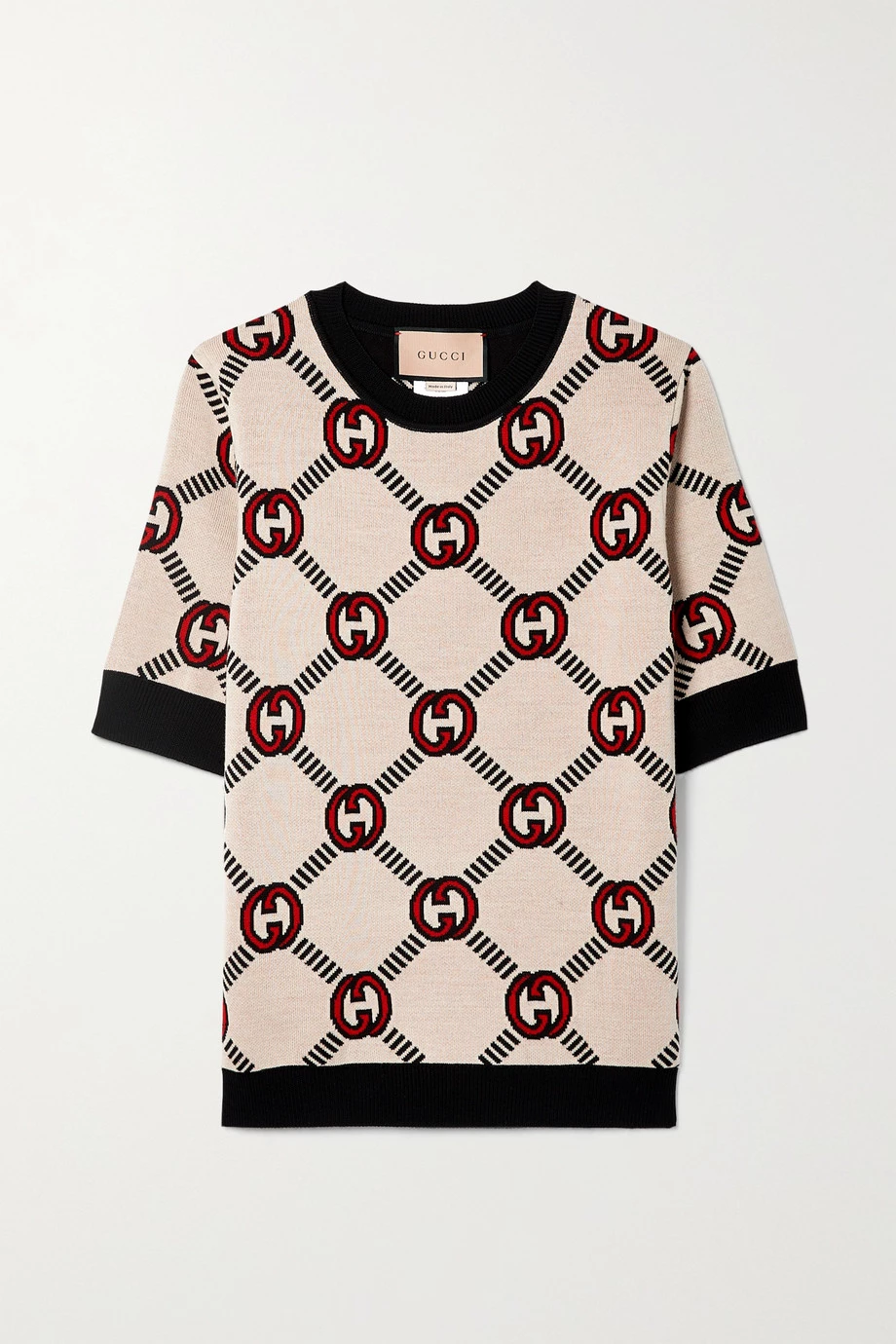 GUCCI Wendbarer Pullover Aus Jacquard Aus Einer Wollmischung ,Wollweiß 1 GUCCI Wendbarer Pullover Aus Jacquard Aus Einer Wollmischung ,Wollweiß