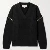 GUCCI Wandelbarer Zopfstrickpullover Aus Wolle ,Schwarz