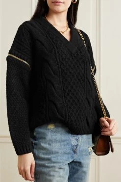 GUCCI Wandelbarer Zopfstrickpullover Aus Wolle ,Schwarz -Offizielle GUCCI Website w920 q60 2129