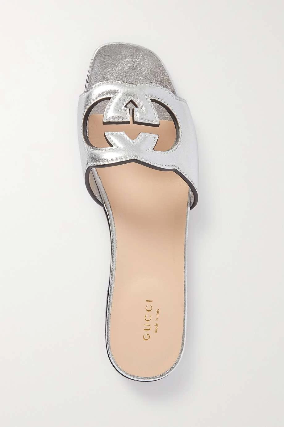 GUCCI Beloved Pantoletten Aus Metallic-Leder Mit Cut-out ,Silber 1 GUCCI Beloved Pantoletten Aus Metallic-Leder Mit Cut-out ,Silber