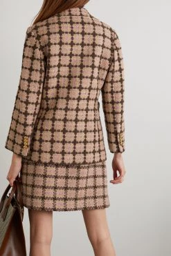 GUCCI Jacke Aus Kariertem Metallic-Tweed Mit Gürtel ,Pink -Offizielle GUCCI Website w920 q60 2136