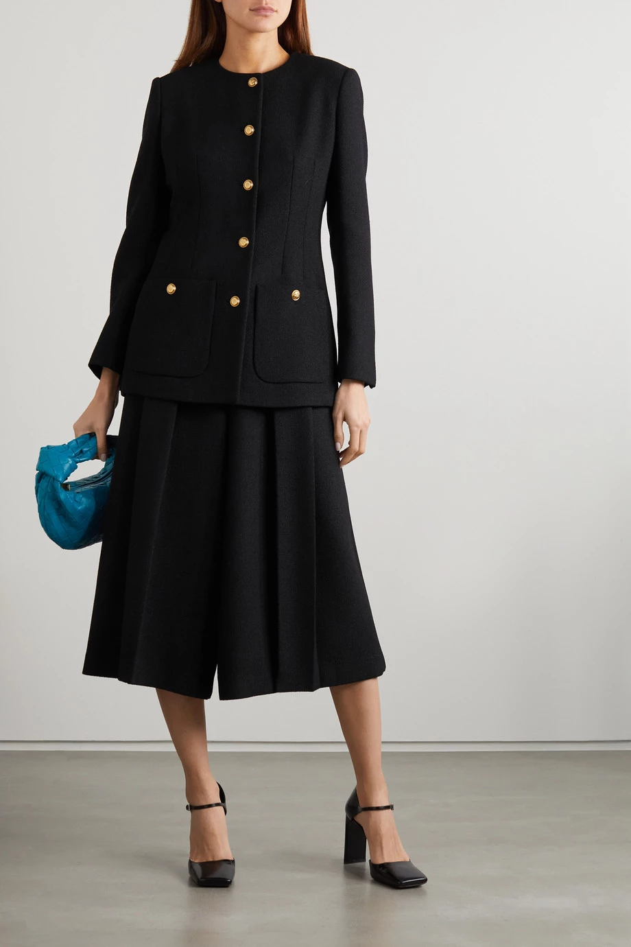 GUCCI Culottes Aus Tweed Aus Einer Wollmischung Mit Falten ,Schwarz 2 GUCCI Culottes Aus Tweed Aus Einer Wollmischung Mit Falten ,Schwarz – Bild 2