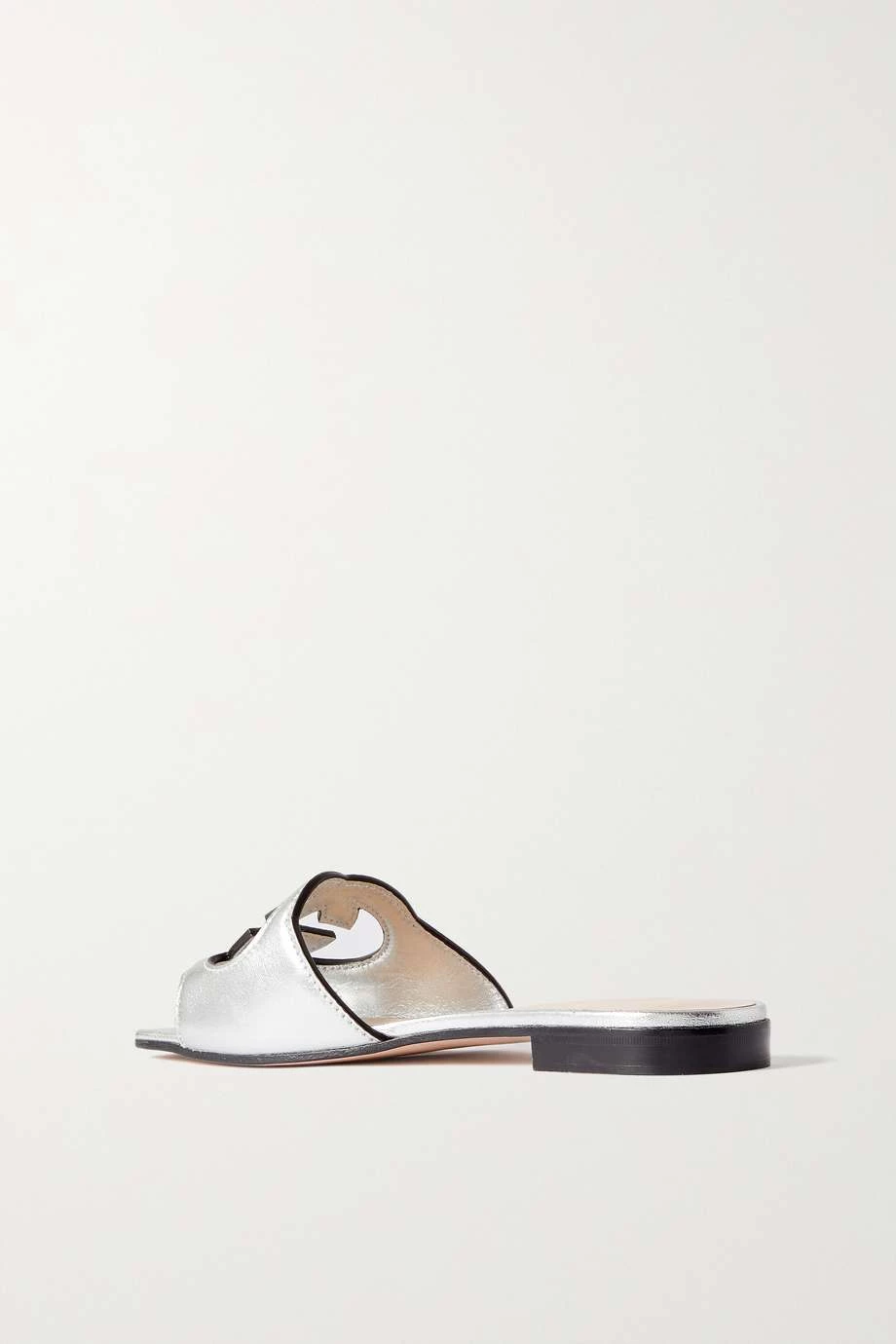 GUCCI Beloved Pantoletten Aus Metallic-Leder Mit Cut-out ,Silber 3 GUCCI Beloved Pantoletten Aus Metallic-Leder Mit Cut-out ,Silber – Bild 3