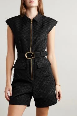 GUCCI Playsuit Aus Jacquard Aus Einer Baumwollmischung Mit Gürtel ,Schwarz -Offizielle GUCCI Website w920 q60 2153