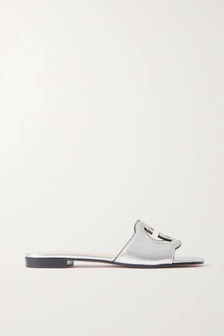 GUCCI Beloved Pantoletten Aus Metallic-Leder Mit Cut-out ,Silber 5 GUCCI Beloved Pantoletten Aus Metallic-Leder Mit Cut-out ,Silber – Bild 5