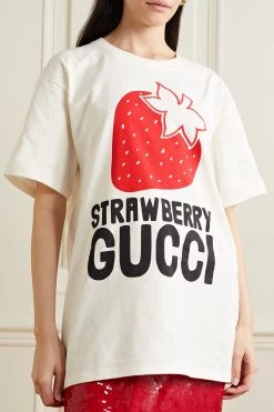 GUCCI Strawberry Oversized-T-Shirt Aus Baumwoll-Jersey Mit Print ,Weiß -Offizielle GUCCI Website w920 q60 2175