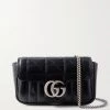 GUCCI GG Marmont Super Mini Schultertasche Aus Gestepptem Leder ,Schwarz