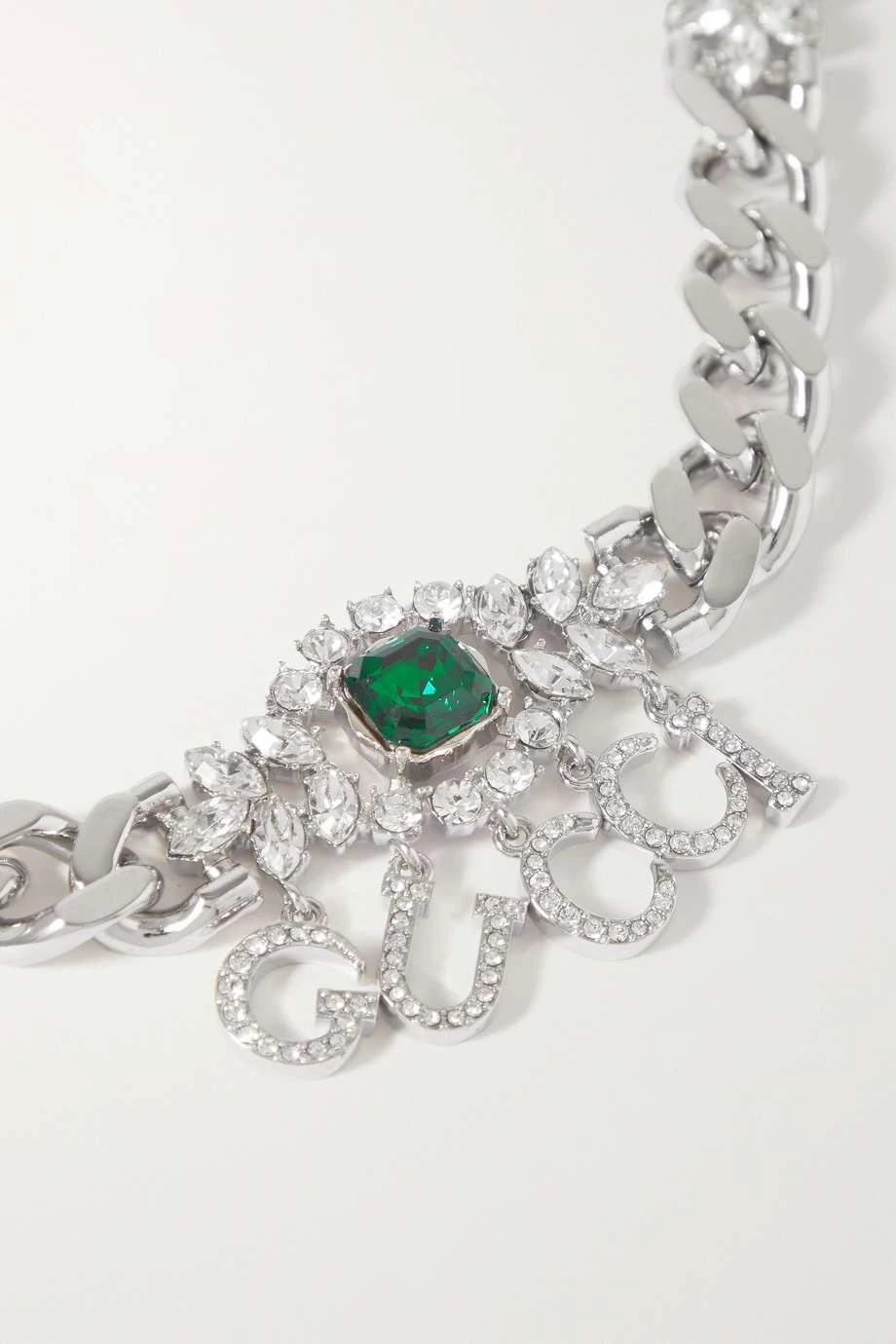 GUCCI Silberfarbener Choker Aus Ripsband Mit Kristallen 4 GUCCI Silberfarbener Choker Aus Ripsband Mit Kristallen – Bild 4