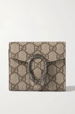 GUCCI Dionysus Bedrucktes Portemonnaie Aus Beschichtetem Canvas ,Taupe