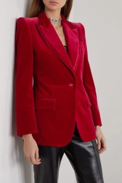 GUCCI Aria Blazer Aus Samt Aus Stretch-Baumwolle Mit Seidenbesätzen ,Rot -Offizielle GUCCI Website w920 q60 2255