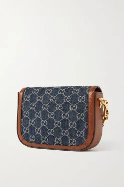 GUCCI Horsebit 1955 Schultertasche Aus Denim-Jacquard Und Strukturiertem Leder ,Blau -Offizielle GUCCI Website w920 q60 2278