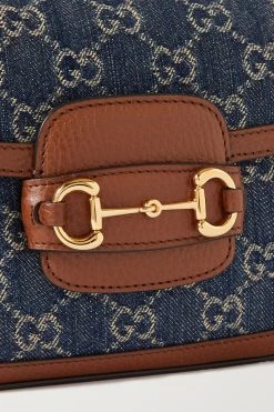 GUCCI Horsebit 1955 Schultertasche Aus Denim-Jacquard Und Strukturiertem Leder ,Blau -Offizielle GUCCI Website w920 q60 2279