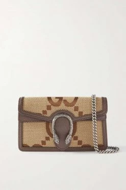 GUCCI Dionysus Super Mini Schultertasche Aus Beschichtetem Canvas Mit Lederbesätzen ,Camel
