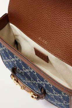 GUCCI Horsebit 1955 Schultertasche Aus Denim-Jacquard Und Strukturiertem Leder ,Blau -Offizielle GUCCI Website w920 q60 2280