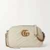 GUCCI GG Marmont Camera Kleine Schultertasche Aus Gestepptem Leder ,Weiß