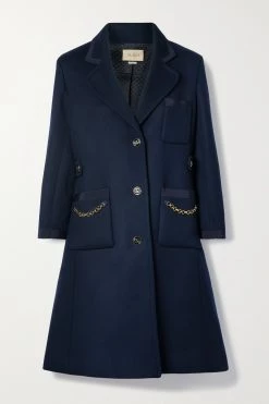 GUCCI Mantel Aus Einer Wollmischung Mit Ketten ,Navy