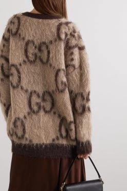 GUCCI Wendbarer Oversized-Cardigan Aus Einer Mohairmischung Mit Jacquard-Muster ,Beige -Offizielle GUCCI Website w920 q60 2326