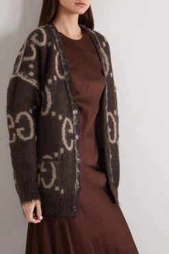 GUCCI Wendbarer Oversized-Cardigan Aus Einer Mohairmischung Mit Jacquard-Muster ,Beige -Offizielle GUCCI Website w920 q60 2328