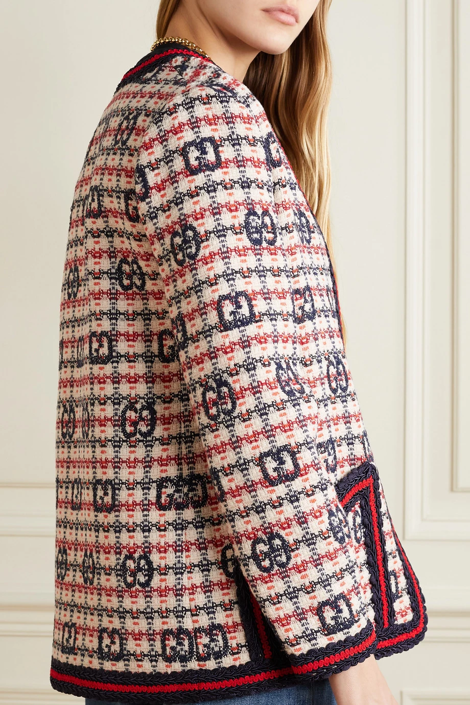 GUCCI Jacke Aus Kariertem Tweed Aus Einer Wollmischung ,Weiß 3 GUCCI Jacke Aus Kariertem Tweed Aus Einer Wollmischung ,Weiß – Bild 3