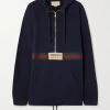 GUCCI Hoodie Aus Biobaumwoll-Jersey Mit Webbandbesatz Und Applikation ,Navy