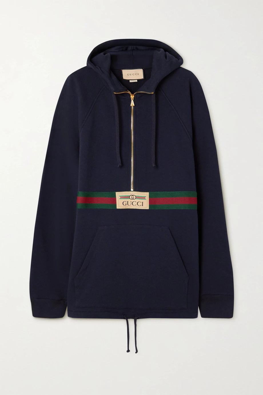 GUCCI Hoodie Aus Biobaumwoll-Jersey Mit Webbandbesatz Und Applikation ,Navy 1 GUCCI Hoodie Aus Biobaumwoll-Jersey Mit Webbandbesatz Und Applikation ,Navy