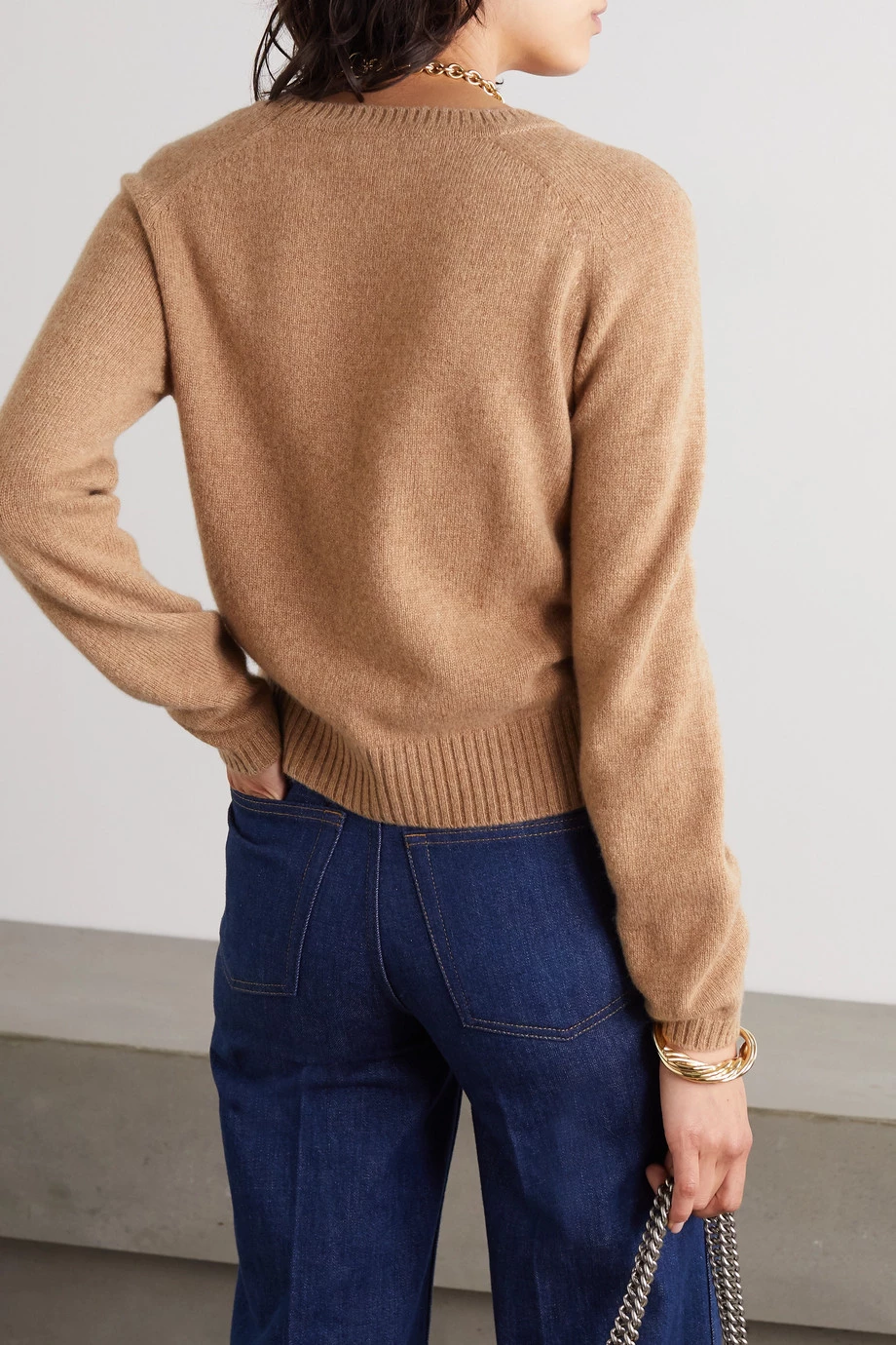 GUCCI Cardigan Aus Kaschmir Mit Lederbesätzen Und Horsebit-Detail ,Camel 3 GUCCI Cardigan Aus Kaschmir Mit Lederbesätzen Und Horsebit-Detail ,Camel – Bild 3