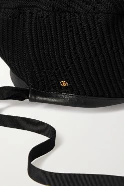 GUCCI Malibu Barett Aus Gehäkelter Baumwolle Mit Lederbesatz ,Schwarz -Offizielle GUCCI Website w920 q60 2362