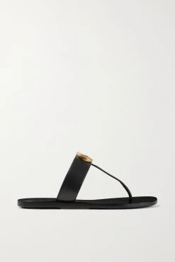 GUCCI Marmont Sandalen Aus Leder Mit Logoverzierung ,Schwarz