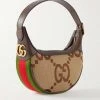 GUCCI Ophidia Mini Schultertasche Aus Beschichtetem Canvas Mit Print, Besätzen Aus Strukturiertem Leder Und Webstreifen ,Camel