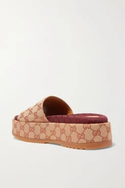 GUCCI Angelina Pantoletten Aus Beschichtetem Canvas Mit Logomuster Und Plateau ,Beige -Offizielle GUCCI Website w920 q60 2420