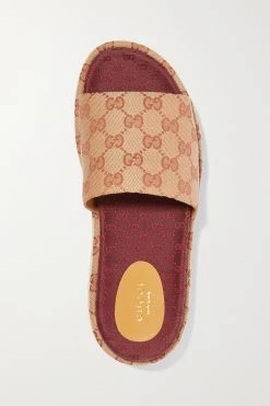 GUCCI Angelina Pantoletten Aus Beschichtetem Canvas Mit Logomuster Und Plateau ,Beige -Offizielle GUCCI Website w920 q60 2422