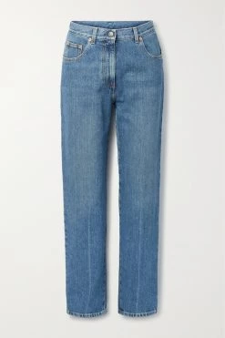 GUCCI Hoch Sitzende Jeans Mit Geradem Bein Und Horsebit-Details ,Mittelblauer Denim
