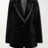 GUCCI Aria Blazer Aus Samt Aus Einer Baumwollmischung Mit Seidenbesatz ,Schwarz