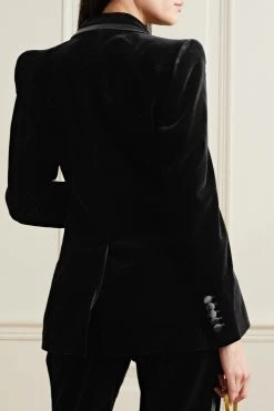 GUCCI Aria Blazer Aus Samt Aus Einer Baumwollmischung Mit Seidenbesatz ,Schwarz -Offizielle GUCCI Website w920 q60 2497