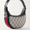 GUCCI Ophidia Mini Schultertasche Aus Beschichtetem Canvas Mit Print, Besätzen Aus Strukturiertem Leder Und Webstreifen ,Blau
