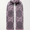 GUCCI Schal Aus Kaschmir-Jacquard Mit Fransen ,Flieder